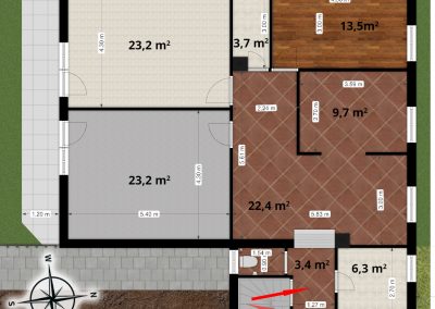 Alaprajz burkolatokkal, méretekkel